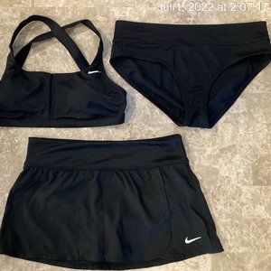 Nike Swim Suit Set of 3 M Top, Medium Bikini, Small Skirt